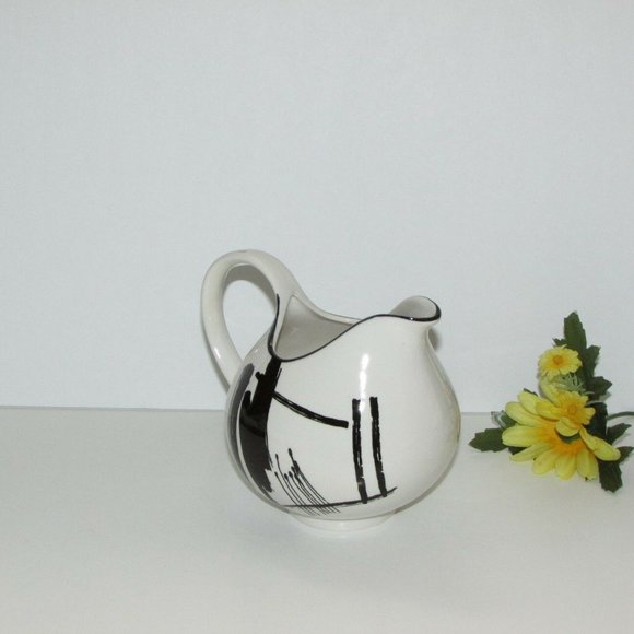 Vintage Sango CALLIGRAPHY Creamer LARRY LAZLO Collection Black Brush Strokes - Picture 5 of 9